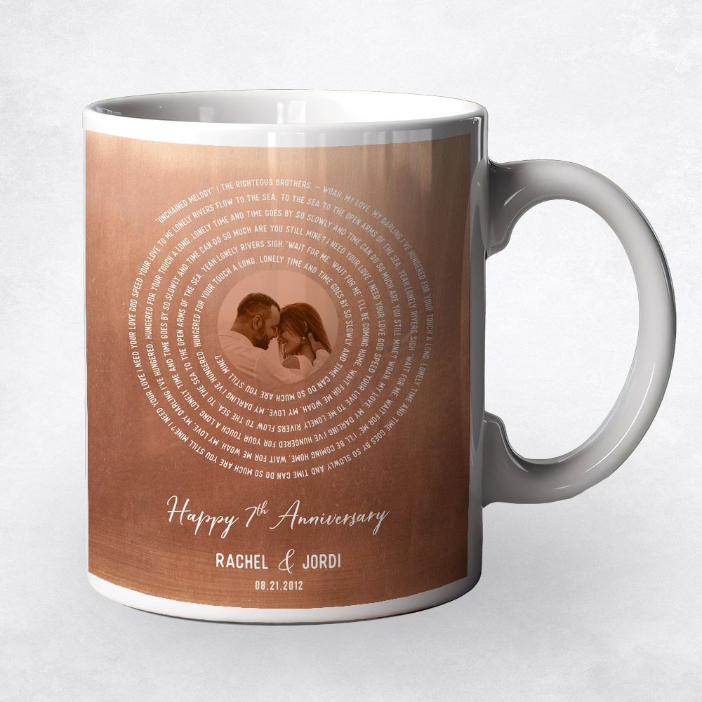 Copper Our Song Lyrics 7th Anniversary Coffee Mug Gift for Couple M-1908