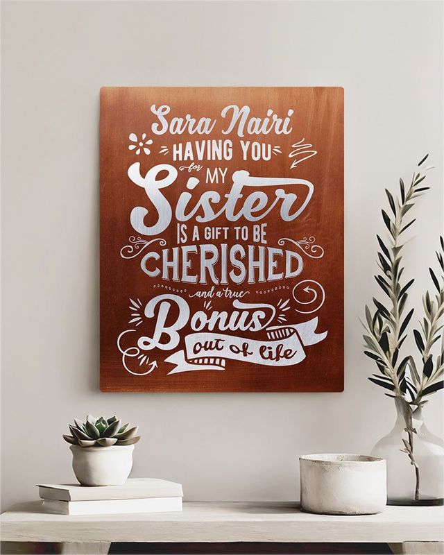 #1 Best Seller - Copper A Sister is a Bonus Out of Life Typography Birthday Wall Plaque Gift for Sister LTC-2147