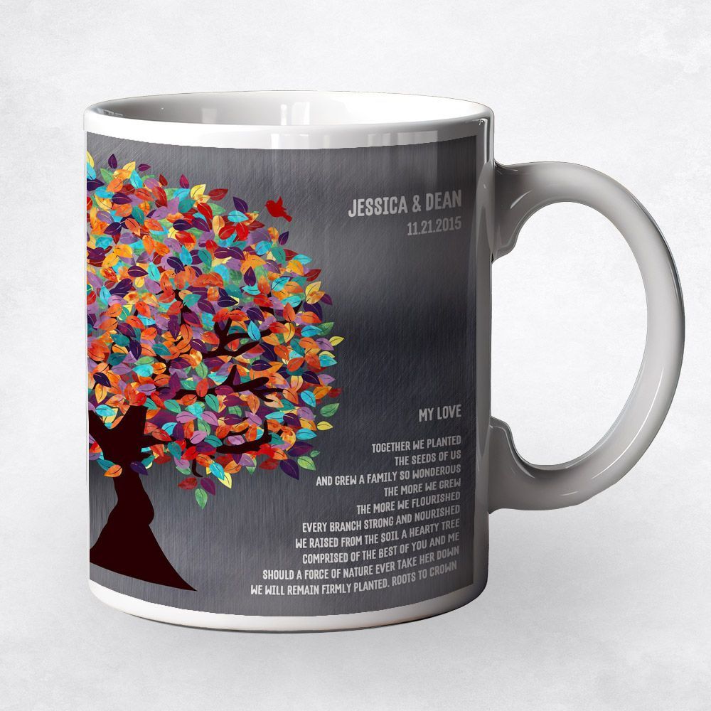 Tin Half Spring Tree 10th Anniversary Coffee Mug Gift for Couple M-1290