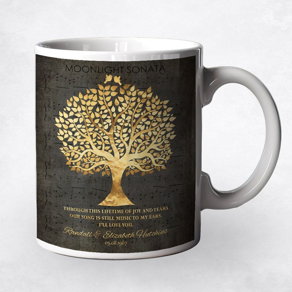 Tree Silhouette 50th Anniversary Coffee Mug Gift for Couple M-1415
