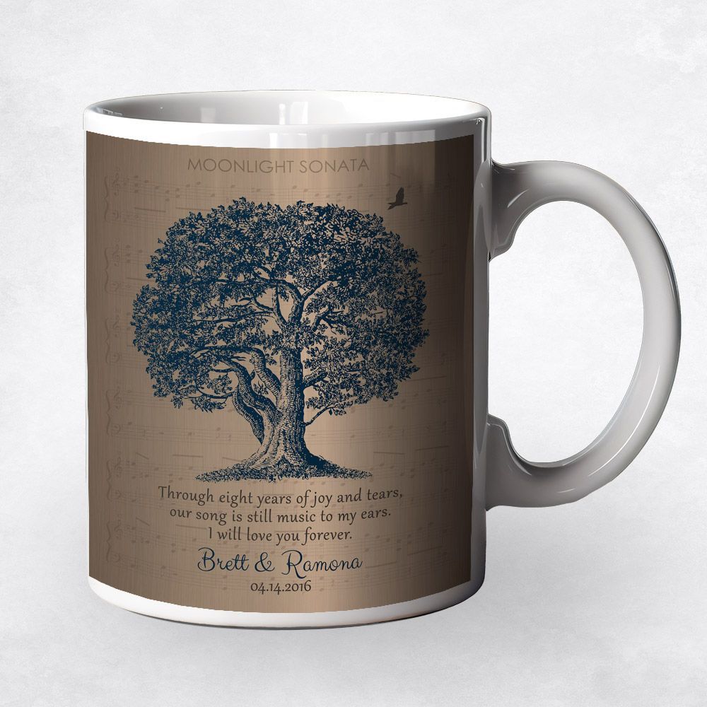 Bronze Oak Tree 8th Anniversary Coffee Mug Gift for Couple M-1379