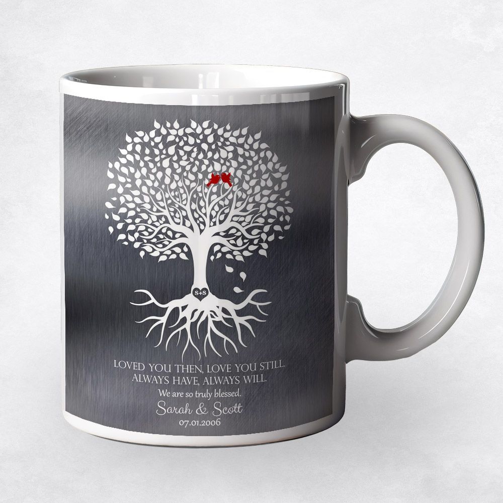 #1 Best Seller - Tin Tree with Roots 10th Anniversary Coffee Mug Gift for Couple M-1371