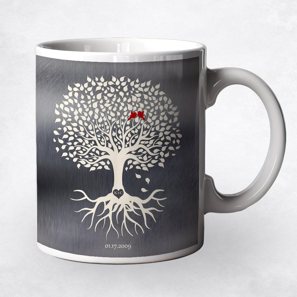 #1 Best Seller - Tin White Tree with Roots 10th Anniversary Coffee Mug Gift for Couple M-1210