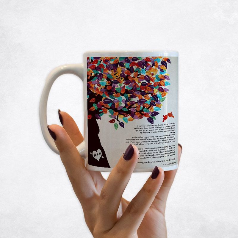 #1 Best Seller - Half Tree 10th Anniversary Coffee Mug Gift for Couple M-1169