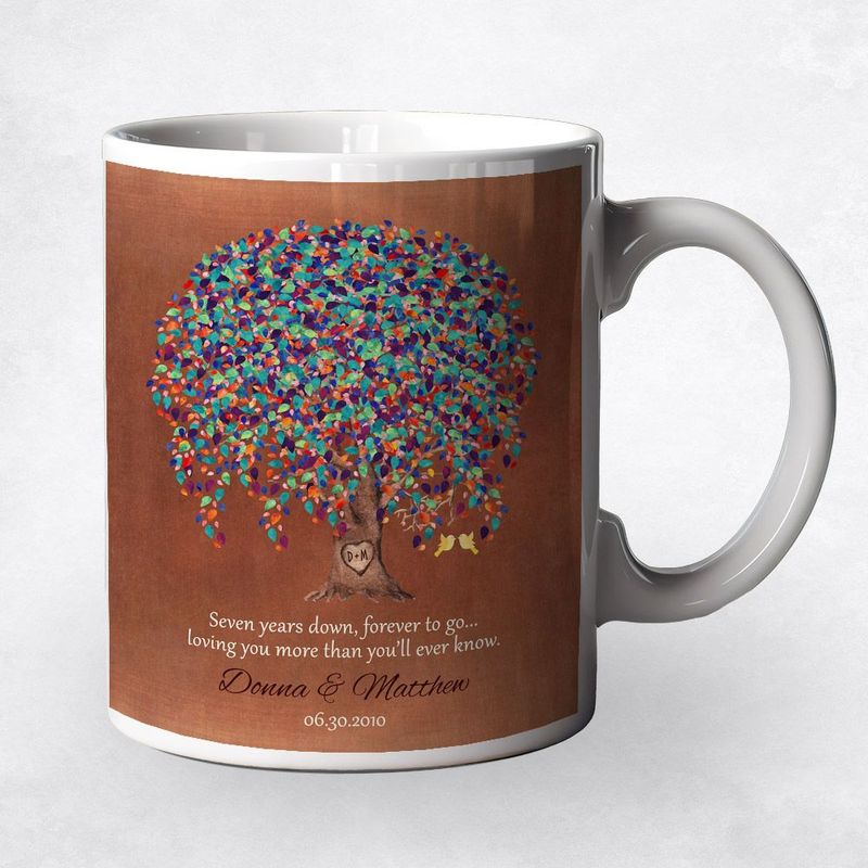 #1 Best Seller - Copper Willow Tree 7th Anniversary Coffee Mug Gift for Couple M-1513
