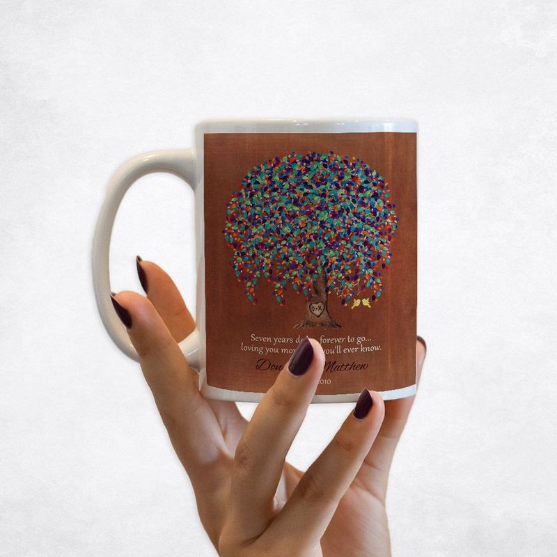 #1 Best Seller - Copper Willow Tree 7th Anniversary Coffee Mug Gift for Couple M-1513