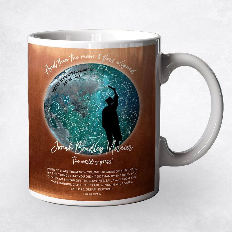 Copper Moon and Star Map graduation Coffee Mug Gift for Graduate M-1574