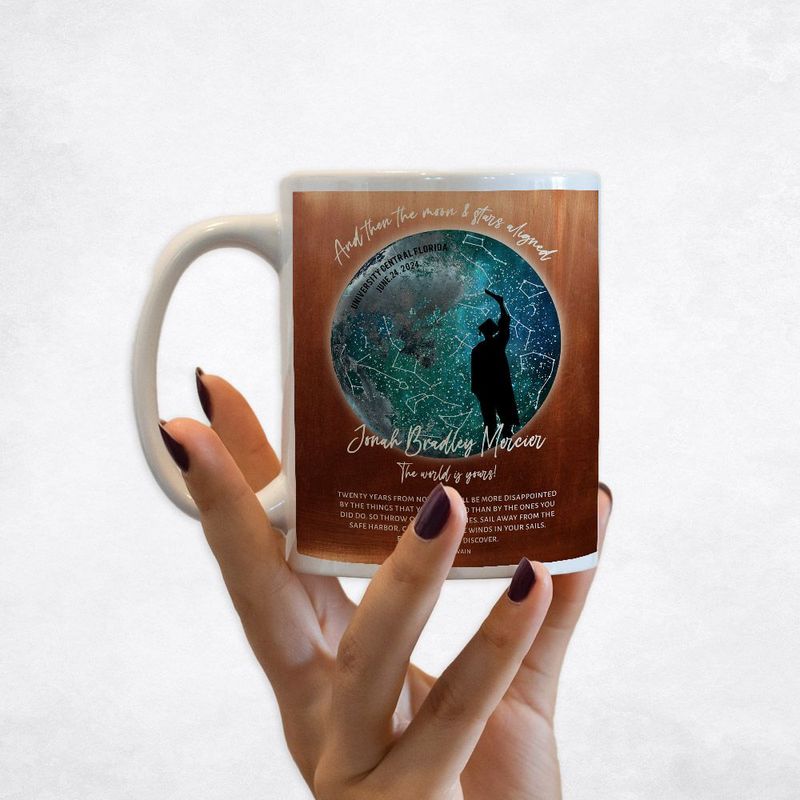 Copper Moon and Star Map graduation Coffee Mug Gift for Graduate M-1574