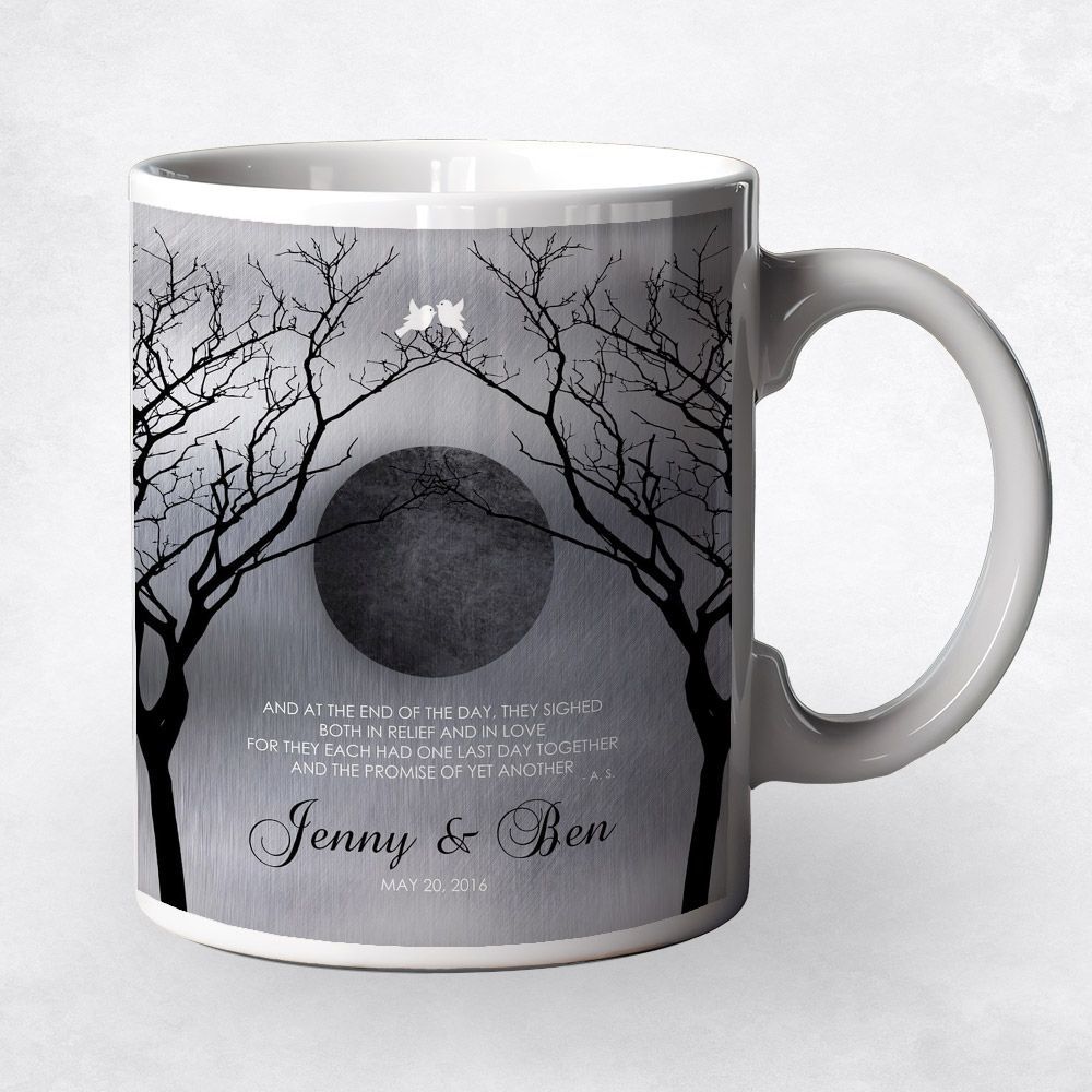 #1 Best Seller - Tin Bare Trees Full Moon 10th Anniversary Coffee Mug Gift for Couple M-1344