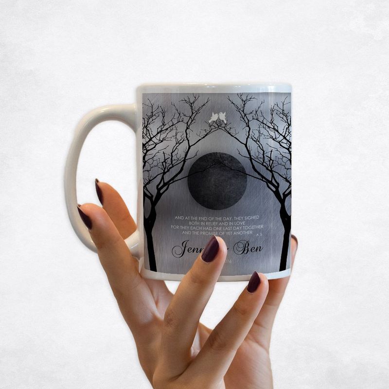 #1 Best Seller - Tin Bare Trees Full Moon 10th Anniversary Coffee Mug Gift for Couple M-1344