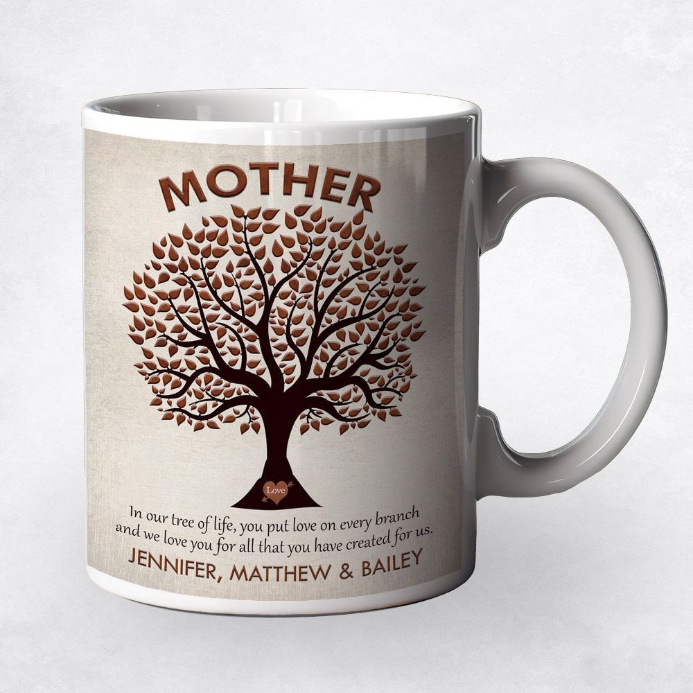 Mother Tree Silhouette Family Ceramic Coffee Mug Gift For Mom M-1221