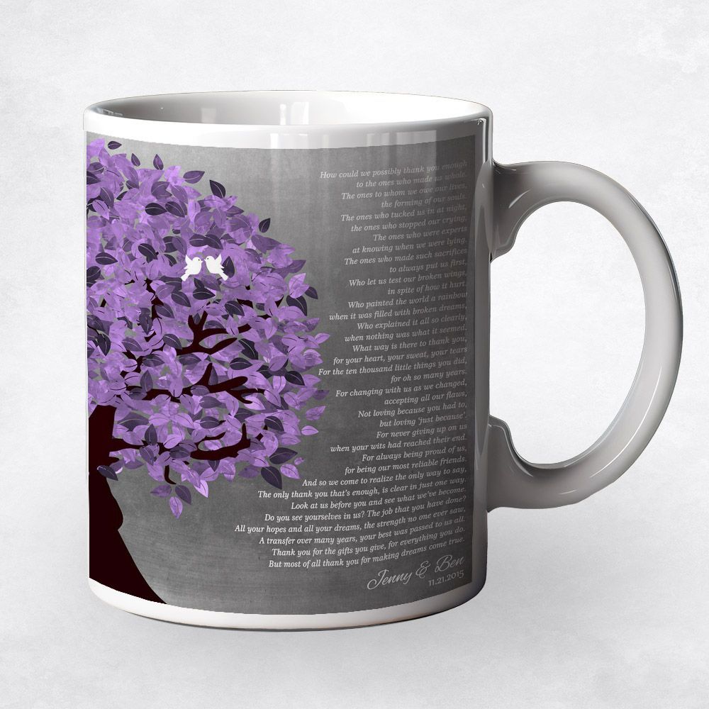 Half Purple Tree Wedding Coffee Mug Gift for Parents M-1485