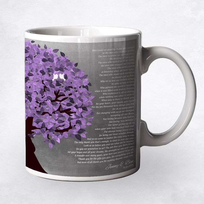 Half Purple Tree Wedding Coffee Mug Gift for Parents M-1485