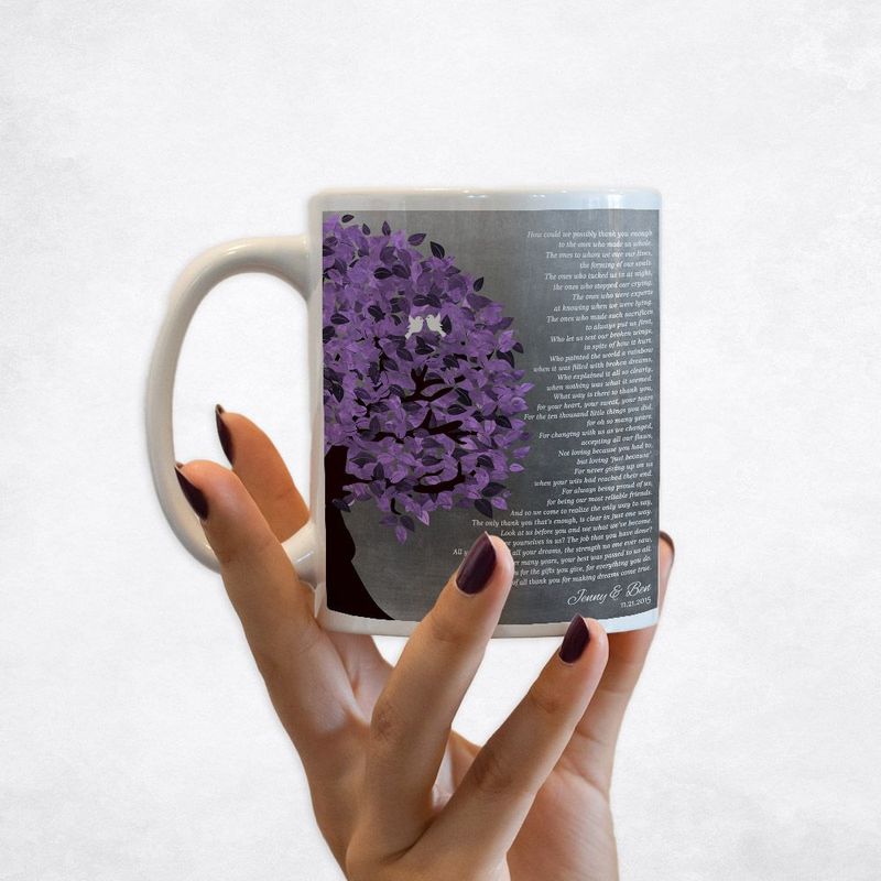 Half Purple Tree Wedding Coffee Mug Gift for Parents M-1485