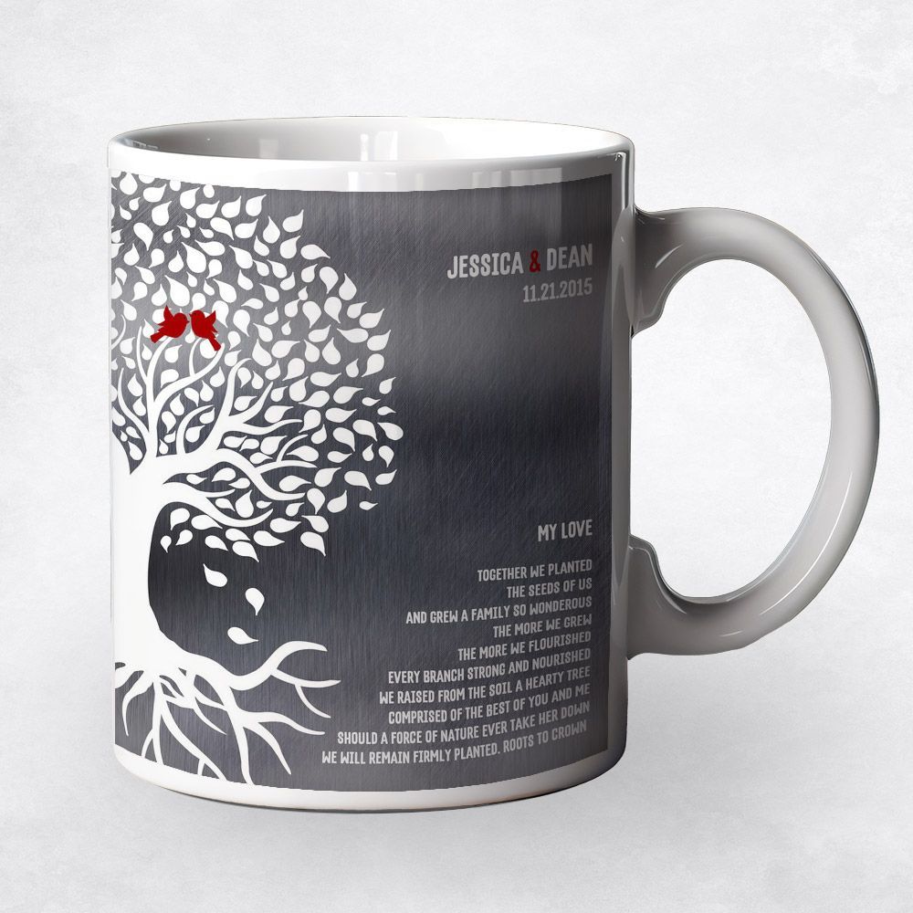 Tin Half Tree with Roots 10th Anniversary Coffee Mug Gift for Couple M-1283