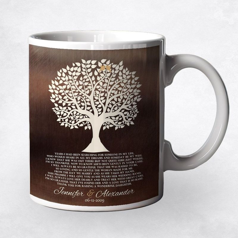 Bronze Tree Silhouette Wedding Coffee Mug Gift for Mother Of The Bride M-1409