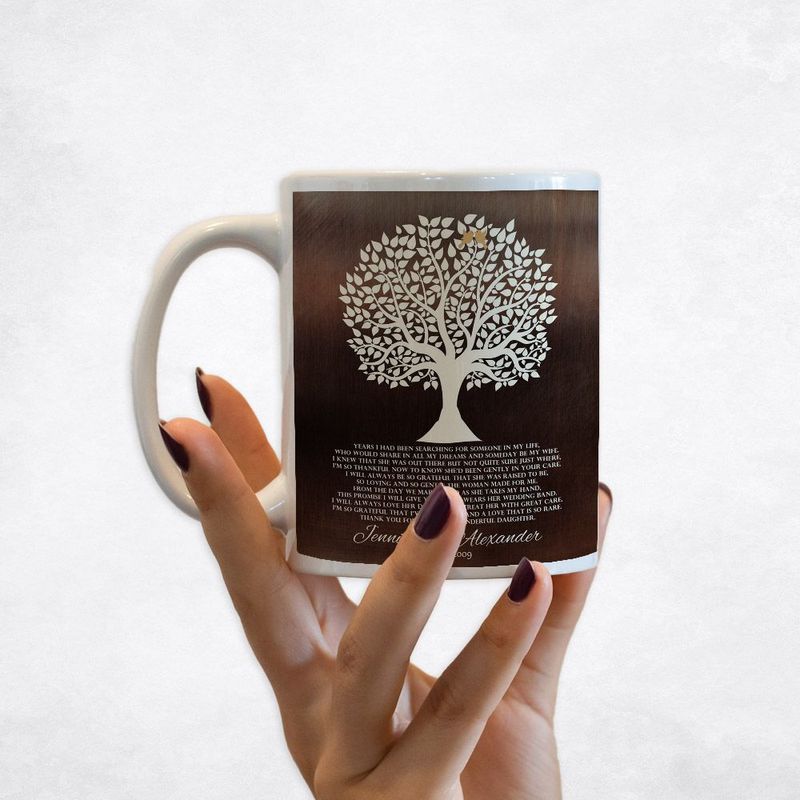 Bronze Tree Silhouette Wedding Coffee Mug Gift for Mother Of The Bride M-1409