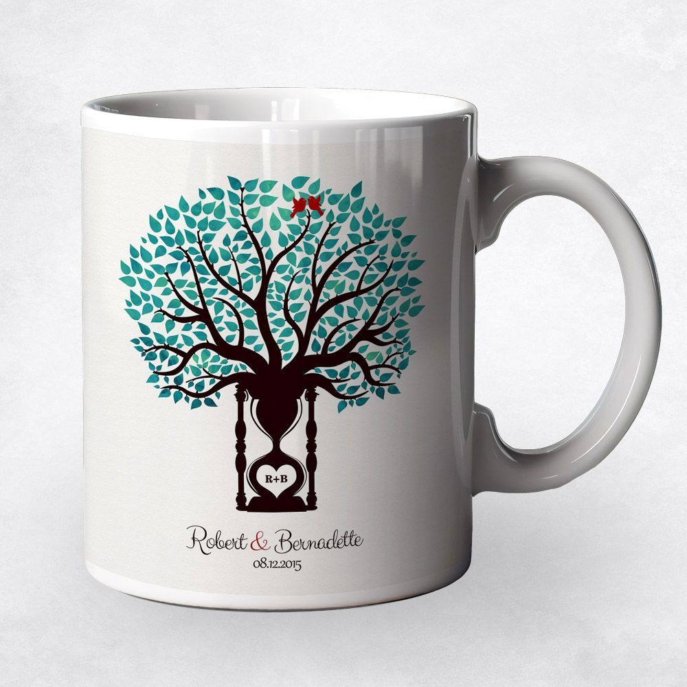 #1 Best Seller - Hourglass Tree 1st Anniversary Coffee Mug Gift for Couple M-1387