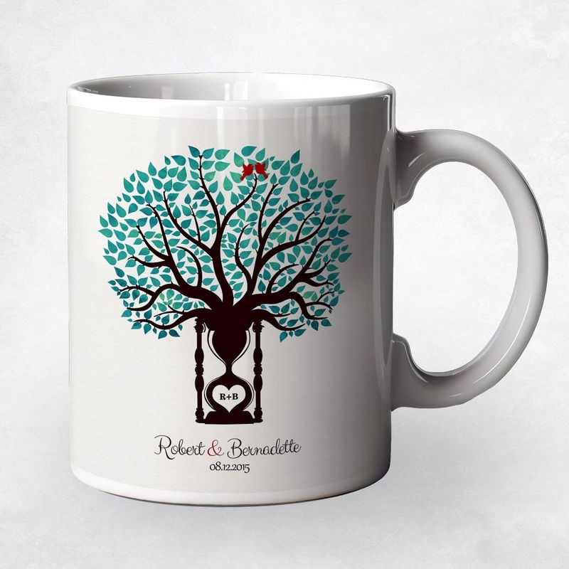 #1 Best Seller - Hourglass Tree 1st Anniversary Coffee Mug Gift for Couple M-1387