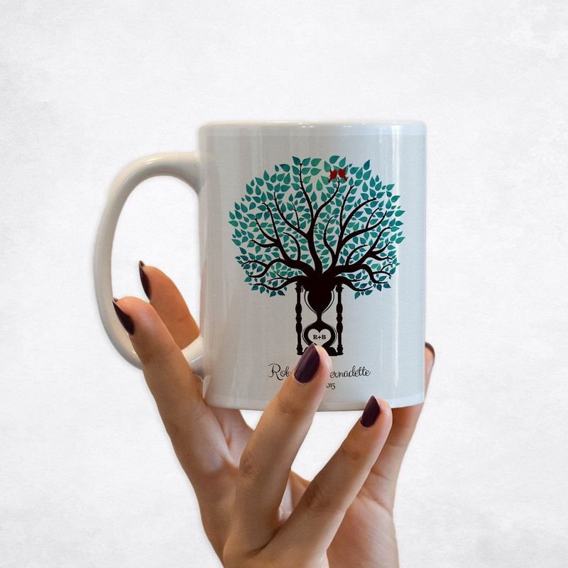 #1 Best Seller - Hourglass Tree 1st Anniversary Coffee Mug Gift for Couple M-1387