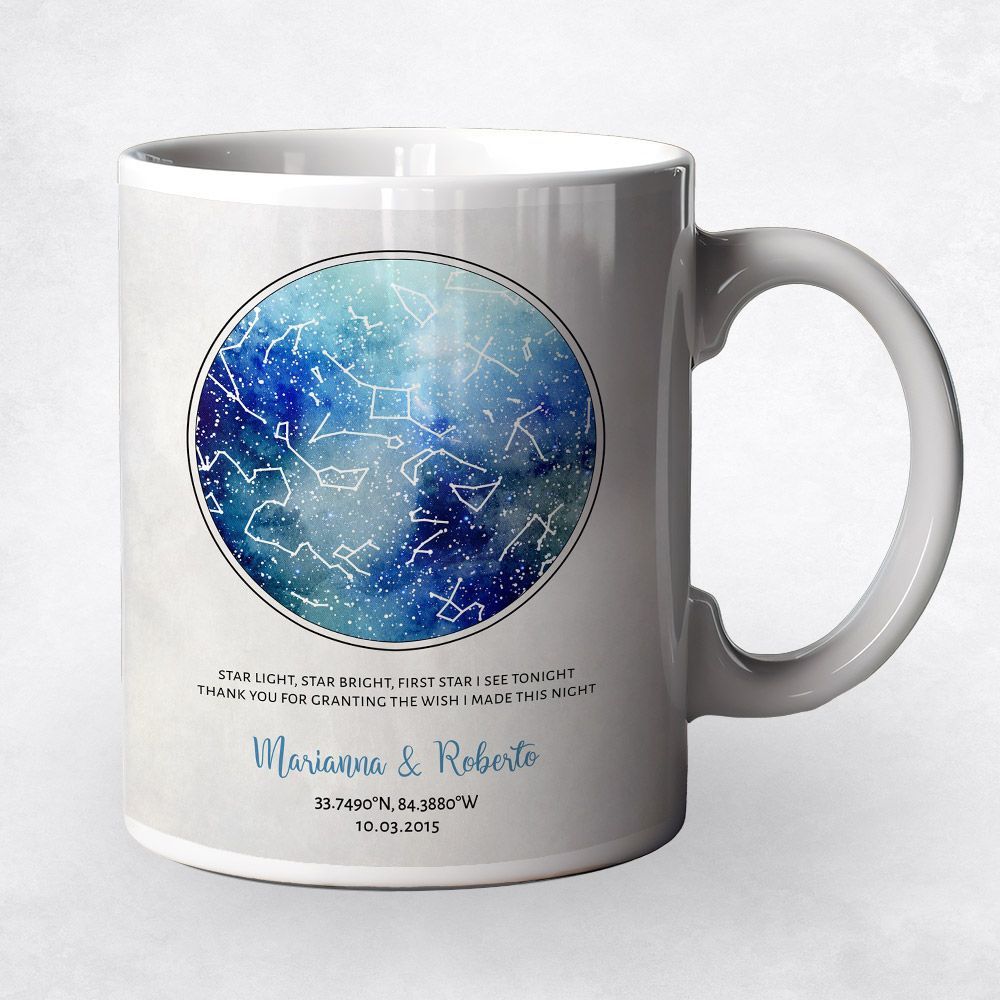 Star Map 10th Anniversary Coffee Mug Gift for Couple M-1750