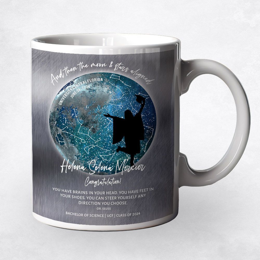 Tin Moon and Star Map graduation Coffee Mug Gift for Graduate M-1575