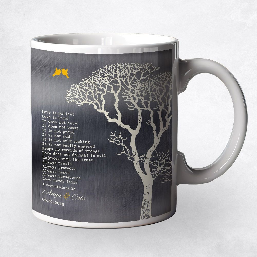 Tin Bare Tree 10th Anniversary Coffee Mug Gift for Couple M-1297