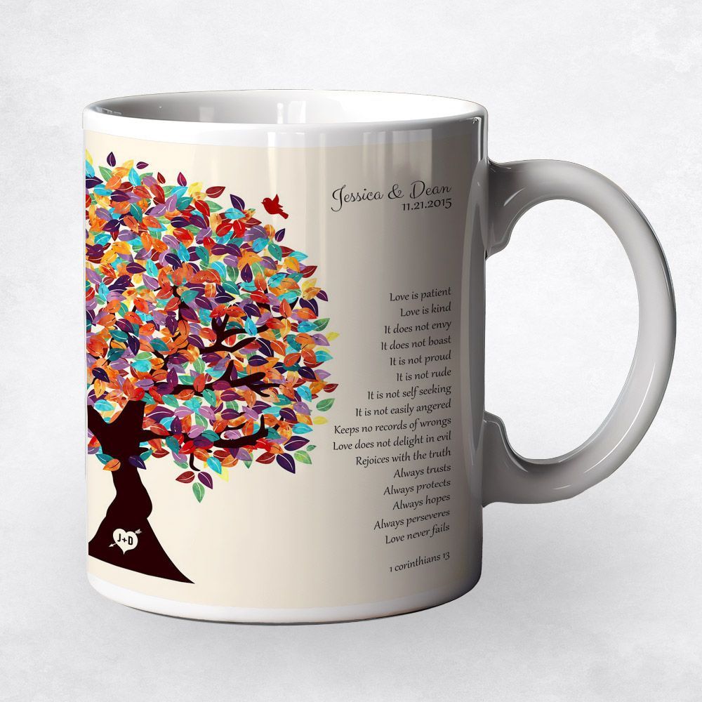 Half Spring Tree 10th Anniversary Coffee Mug Gift for Couple M-1286