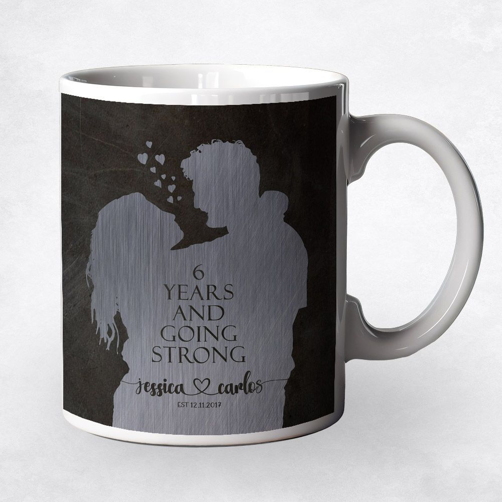 Iron Couple Silhouette 6th Anniversary Coffee Mug Gift for Couple M-1861