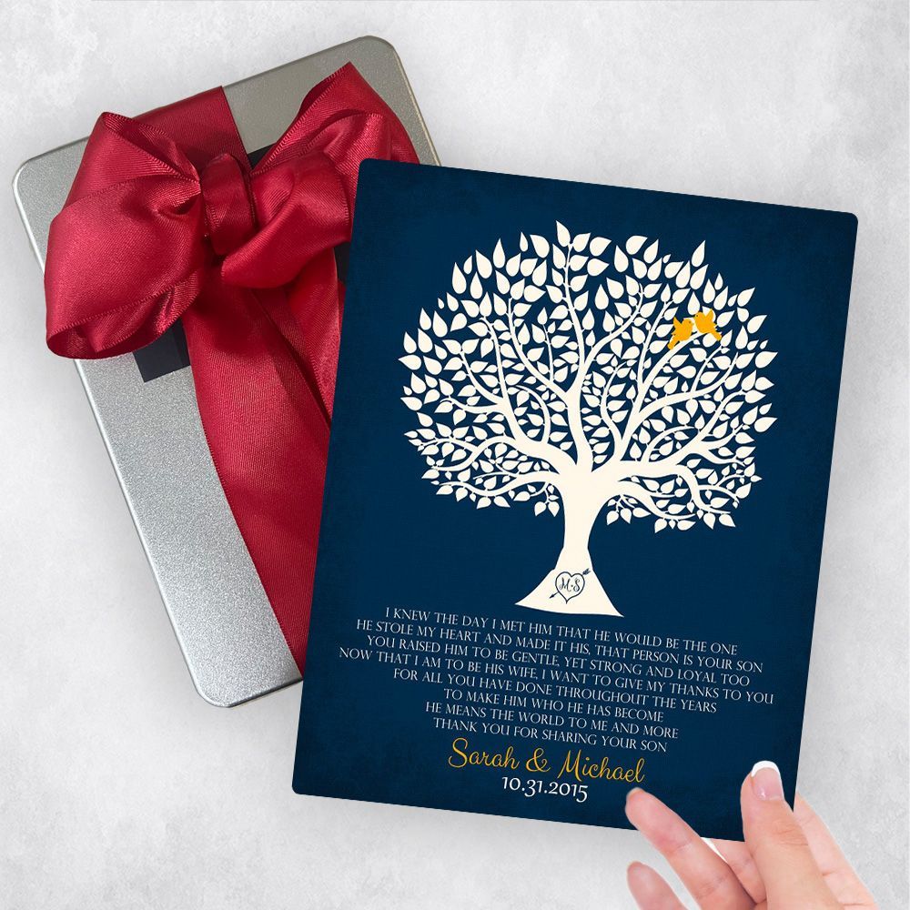 Tree Silhouette on Linen Wedding Gift Delivery Box Gift for Mother Of The Groom TOY-1115