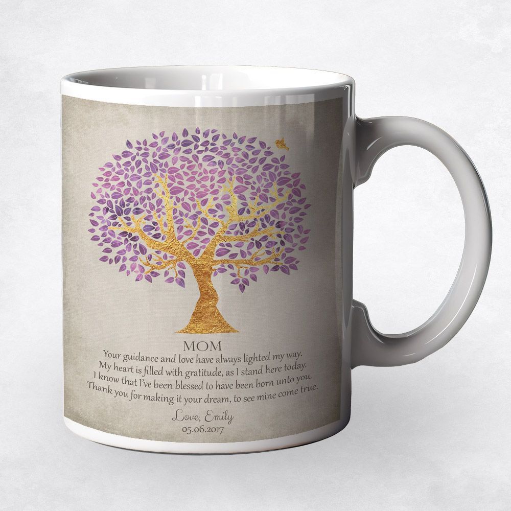 Purple And Gold Tree Family Ceramic Coffee Mug Gift For Mom M-1505