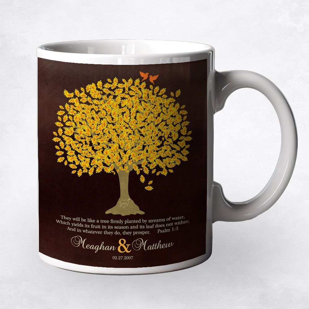 Golden Oak Tree Anniversary Coffee Mug Gift for Couple M-1411