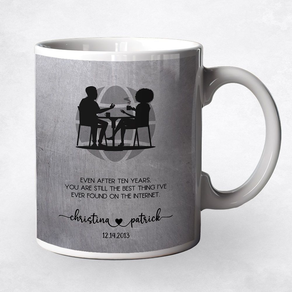 Platinum Couple Silhouette 20th Anniversary Coffee Mug Gift for Couple M-1569
