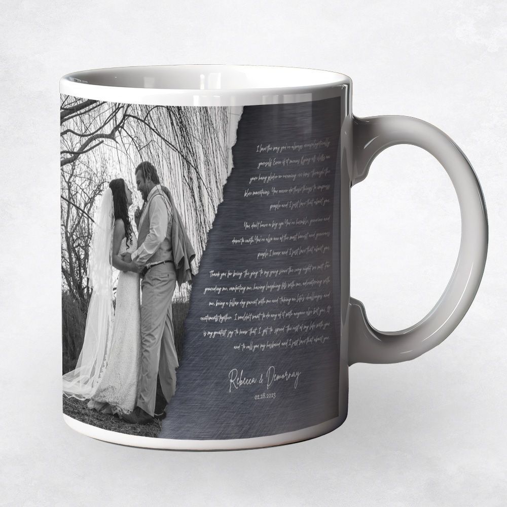Tin Wedding Photo and Vows 10th Anniversary Coffee Mug Gift for Couple M-2157