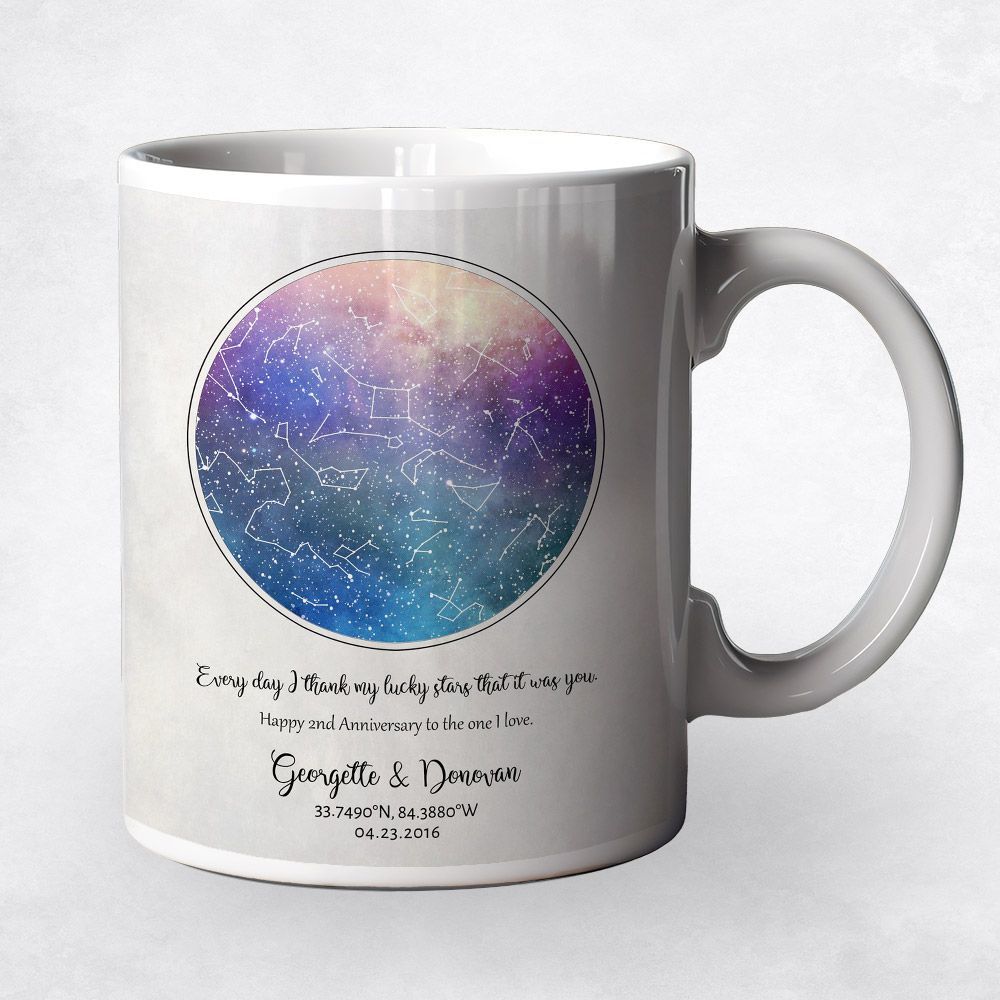 Star Map 2nd Anniversary Coffee Mug Gift for Couple M-1751