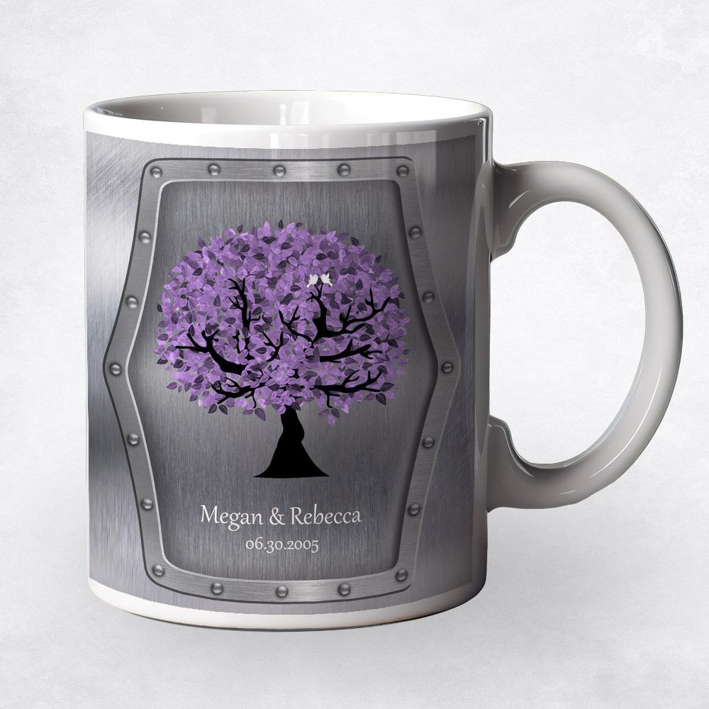 Tin Purple Tree 11th Anniversary Coffee Mug Gift for Couple M-1501