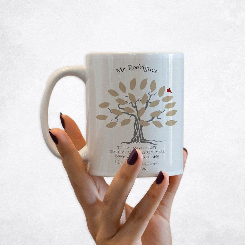 Names in Leaves Teacher Appreciation Coffee Mug Gift for Educator M-1796