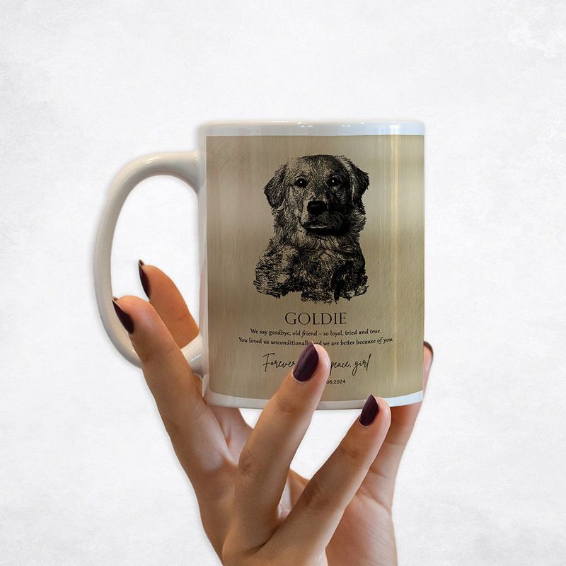 Gold Loss of Dog Memorial with Etched Photo Memorial Coffee Mug Gift for Family M-2138