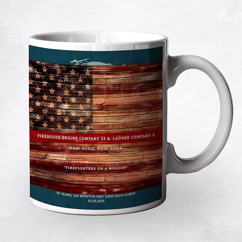 Tin Thin Red Line American Flag Recognition Coffee Mug Gift for Fire Fighters M-2112