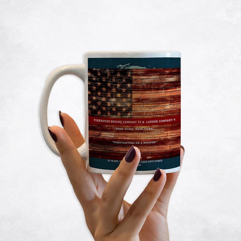 Tin Thin Red Line American Flag Recognition Coffee Mug Gift for Fire Fighters M-2112