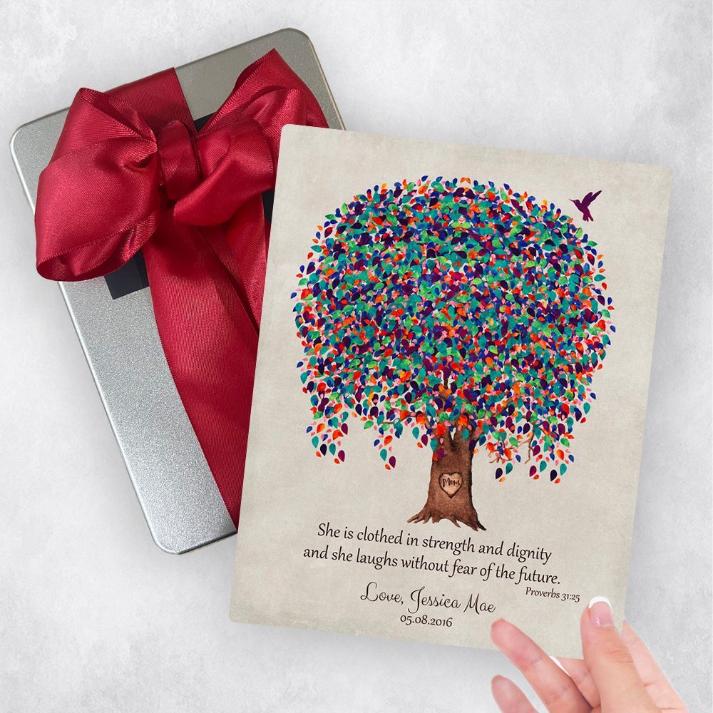 Colorful Willow Tree Carved Initials Metal Plaque Family Gift Delivery For Mom Toy-1227