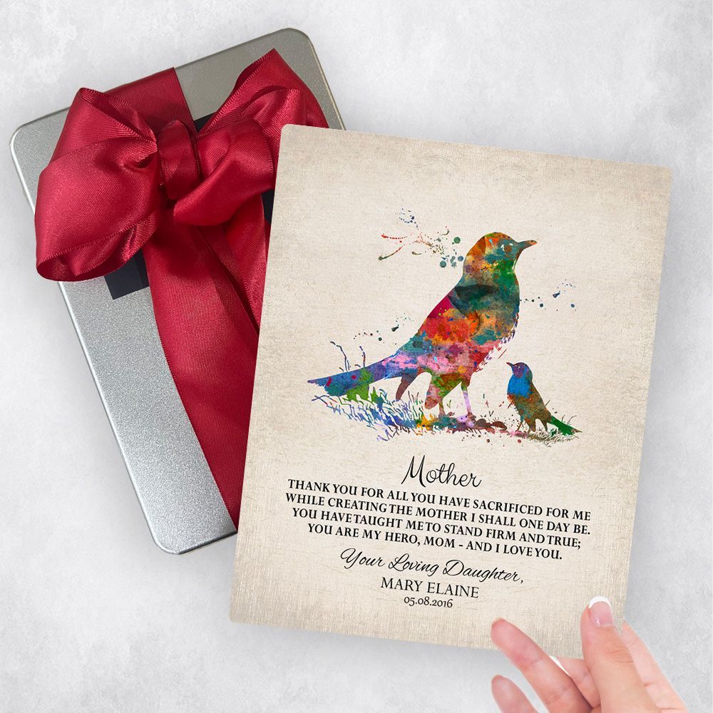 Bright Watercolor Birds Metal Plaque Family Gift Delivery For Mom Toy-1217