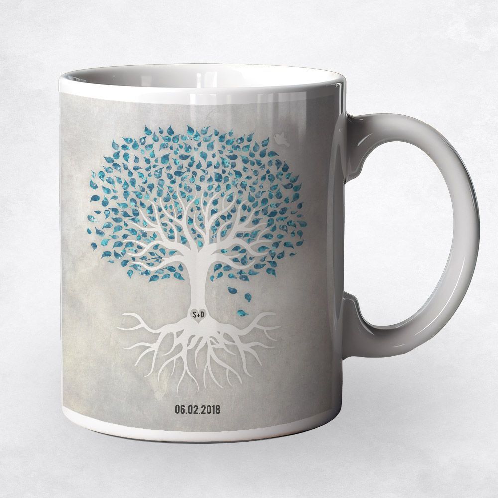 White Canopy Tree Anniversary Coffee Mug Gift for Couple M-1538