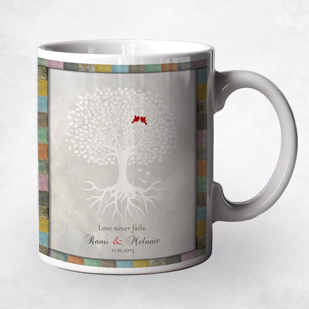White Tree with Roots Anniversary Coffee Mug Gift for Couple M-1524
