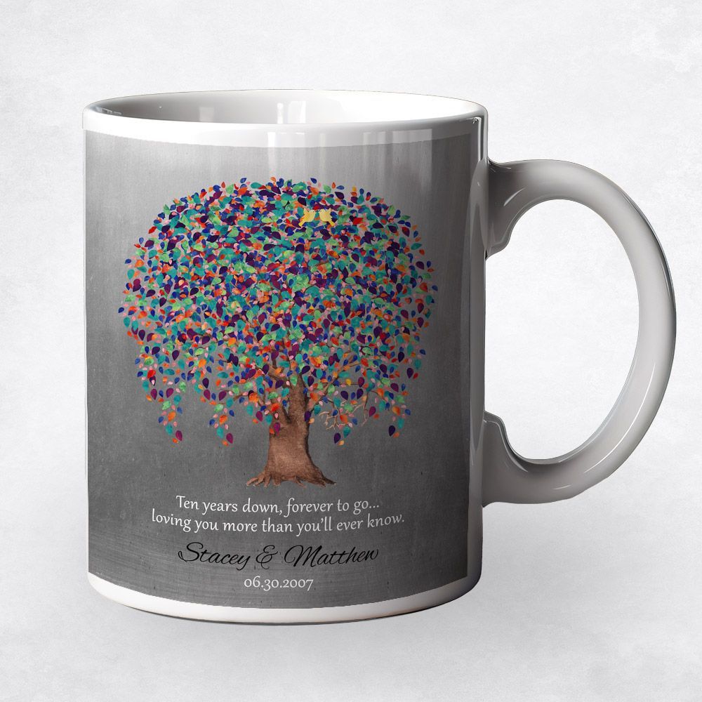 #1 Best Seller - Tin Willow Tree 10th Anniversary Coffee Mug Gift for Couple M-1512