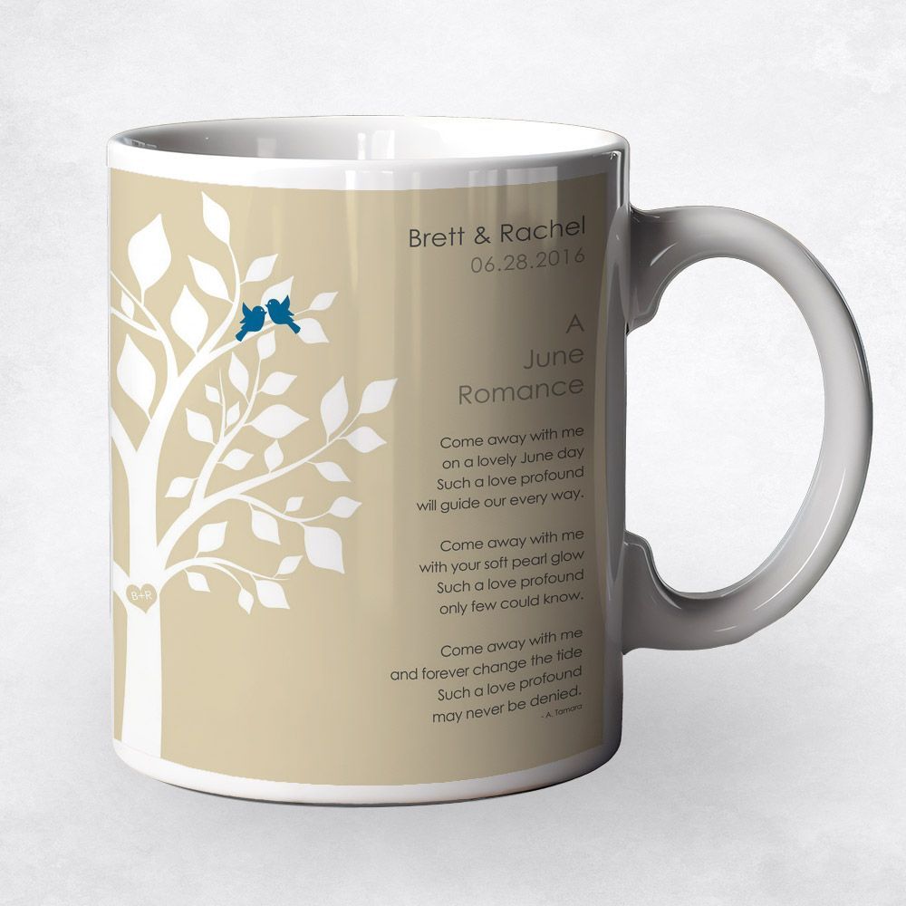 White Half Tree Engagement Coffee Mug Gift for Couple M-1706
