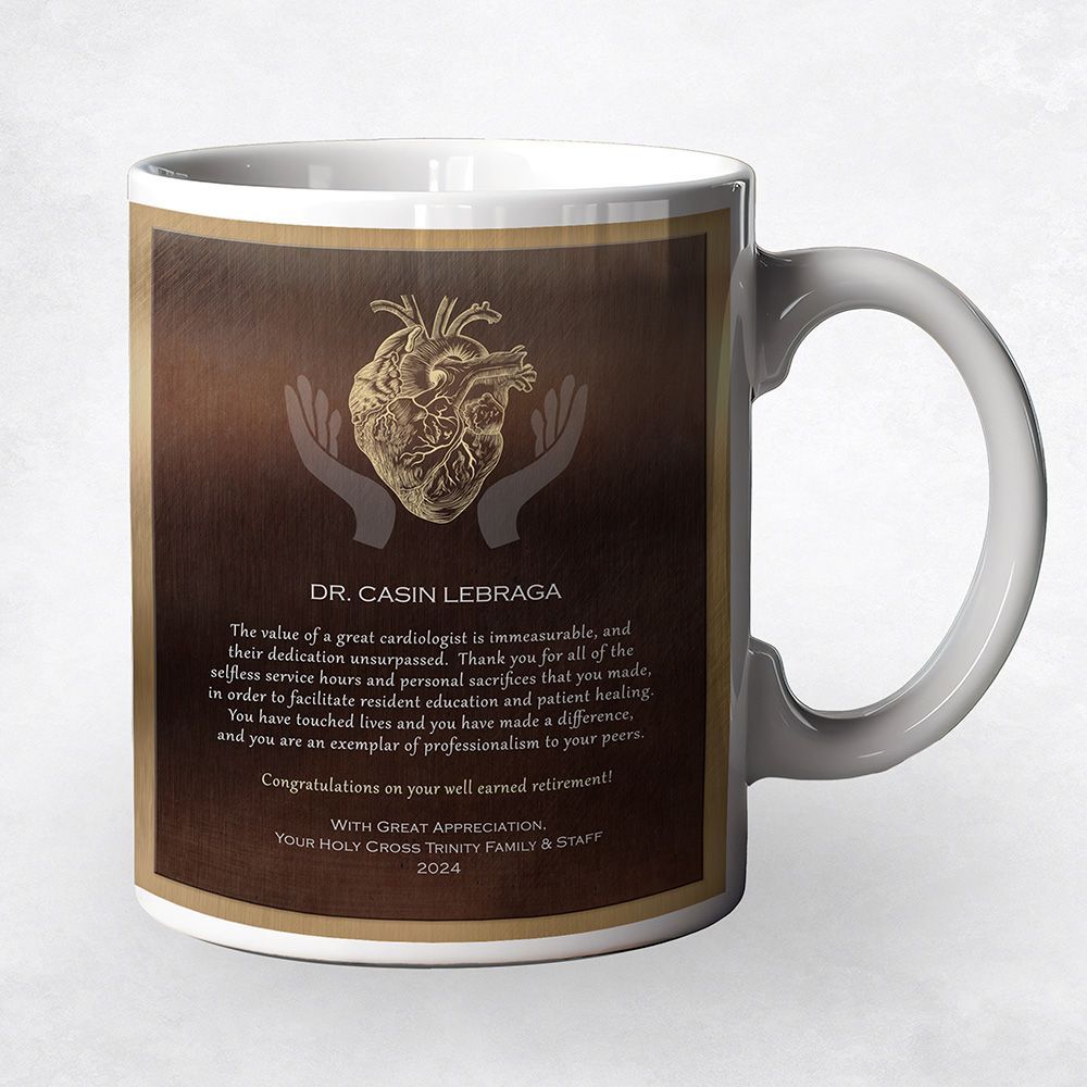 Bronze Heart Organ Anatomy Retirement Coffee Mug Gift for Doctor M-2103