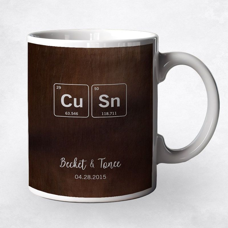 #1 Best Seller - Bronze Periodic Table Element 8th Anniversary Coffee Mug Gift for Couple M-1917