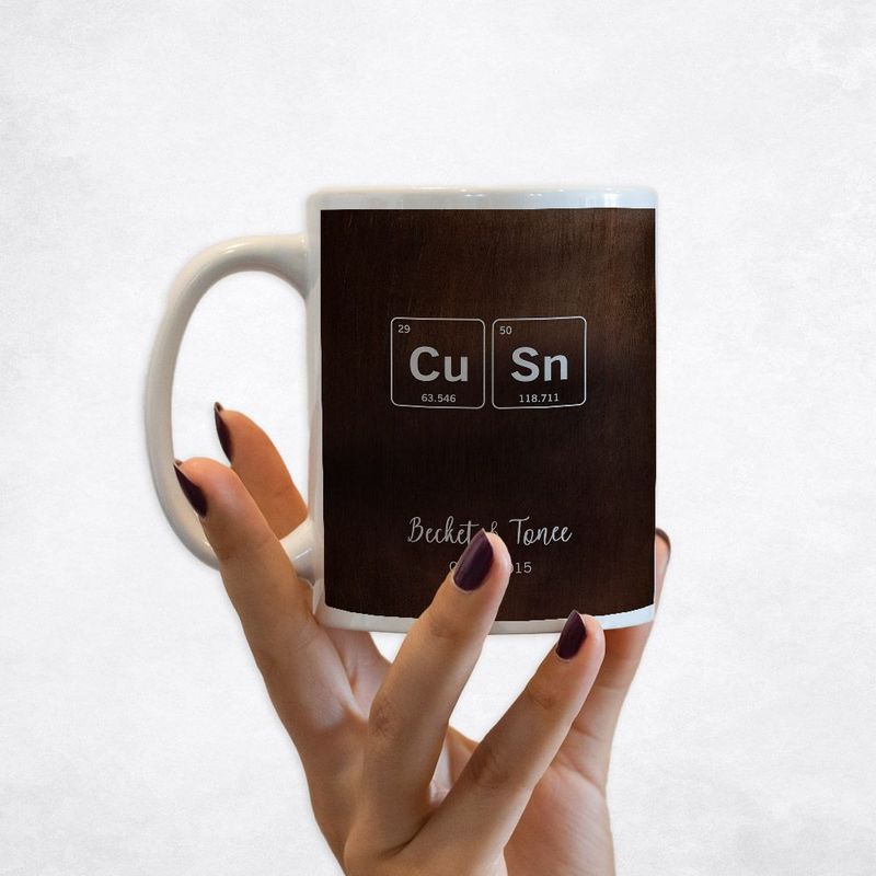 #1 Best Seller - Bronze Periodic Table Element 8th Anniversary Coffee Mug Gift for Couple M-1917