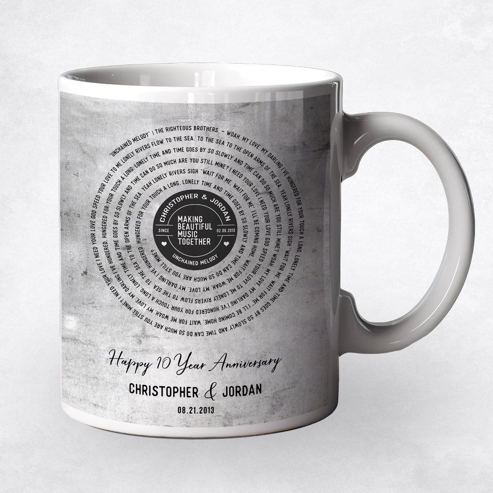 #1 Best Seller - Tarnished Tin Our Song Lyrics 10th Anniversary Coffee Mug Gift for Couple M-1910
